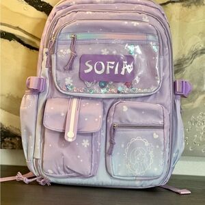 Purple Canvas Backpack with Transparent Pocket and Personalization